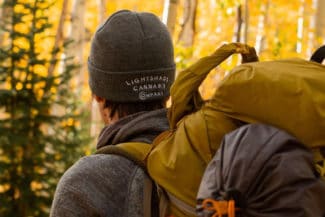 Lightshade Cannabis Company Beanie in Fall Lifestyle shot