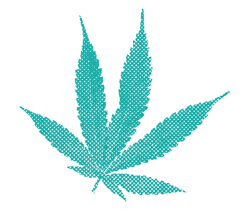 cannabis leaf in dark turquoise halftone