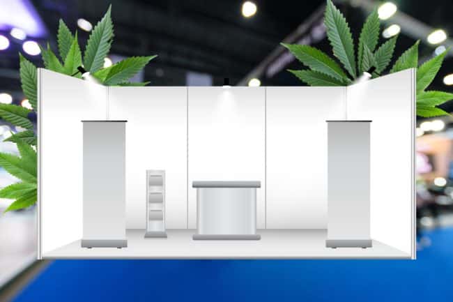 An empty non branded trade show booth design