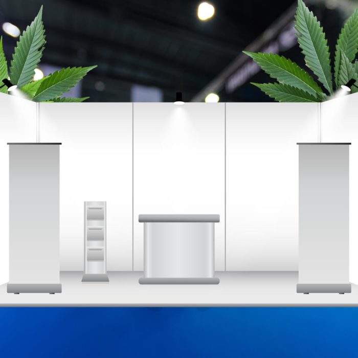 An empty non branded trade show booth design