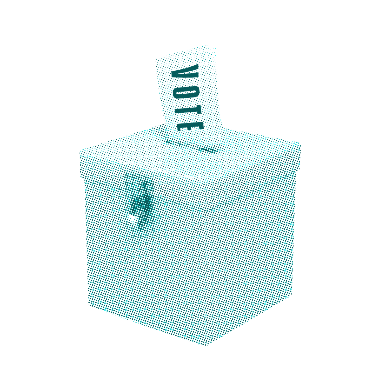 Voting box with halftone stylization