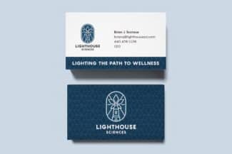 Overhead View of Front and Back Lighthouse Sciences Business-Card