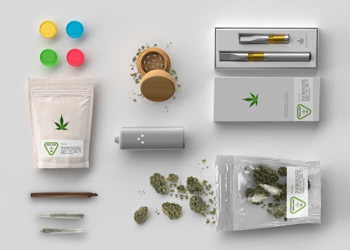 Marijuana Leaf Branding on different cannabis packages