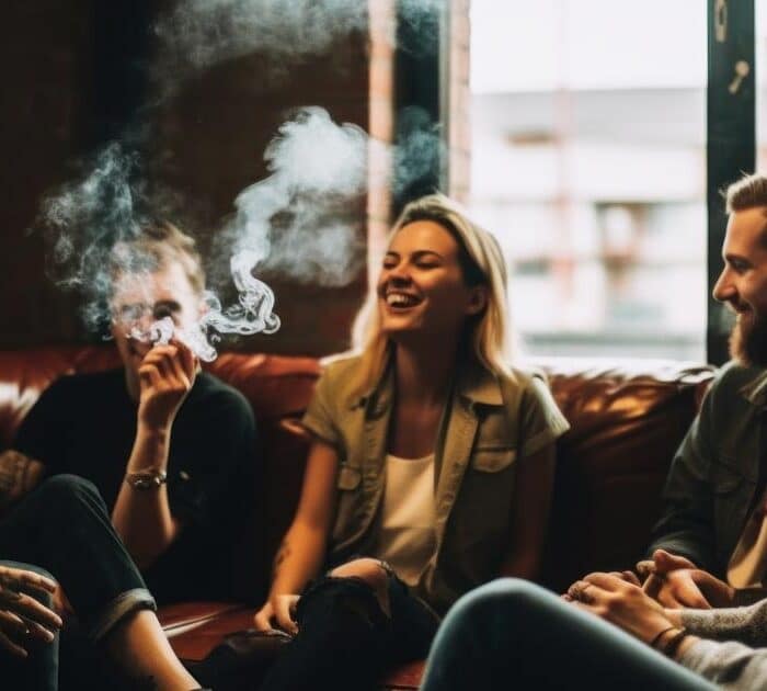group of friends enjoying cannabis