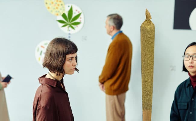 Baby Boomers and Gen Z looking at Cannabis Artwork