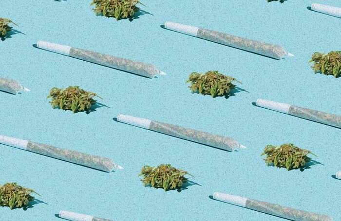 Cannabis Joints & Cannabis Flower Buds in a pattern