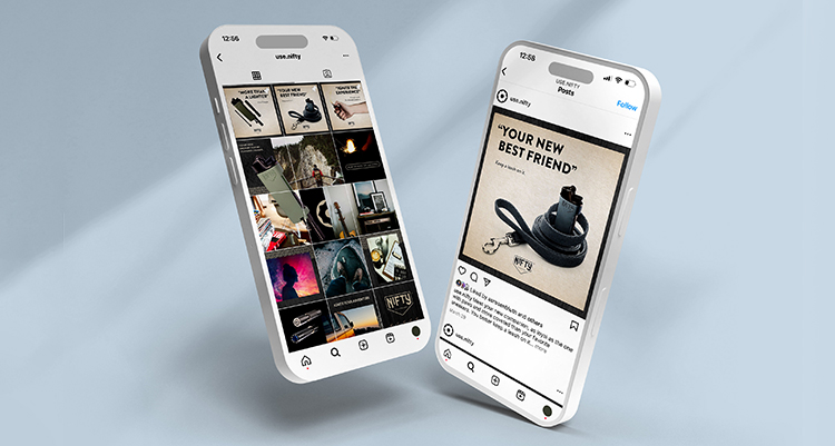 Instagram social media mockups for Nifty Lighters featuring product-focused posts and branded visuals, designed to boost engagement through cannabis-friendly digital marketing