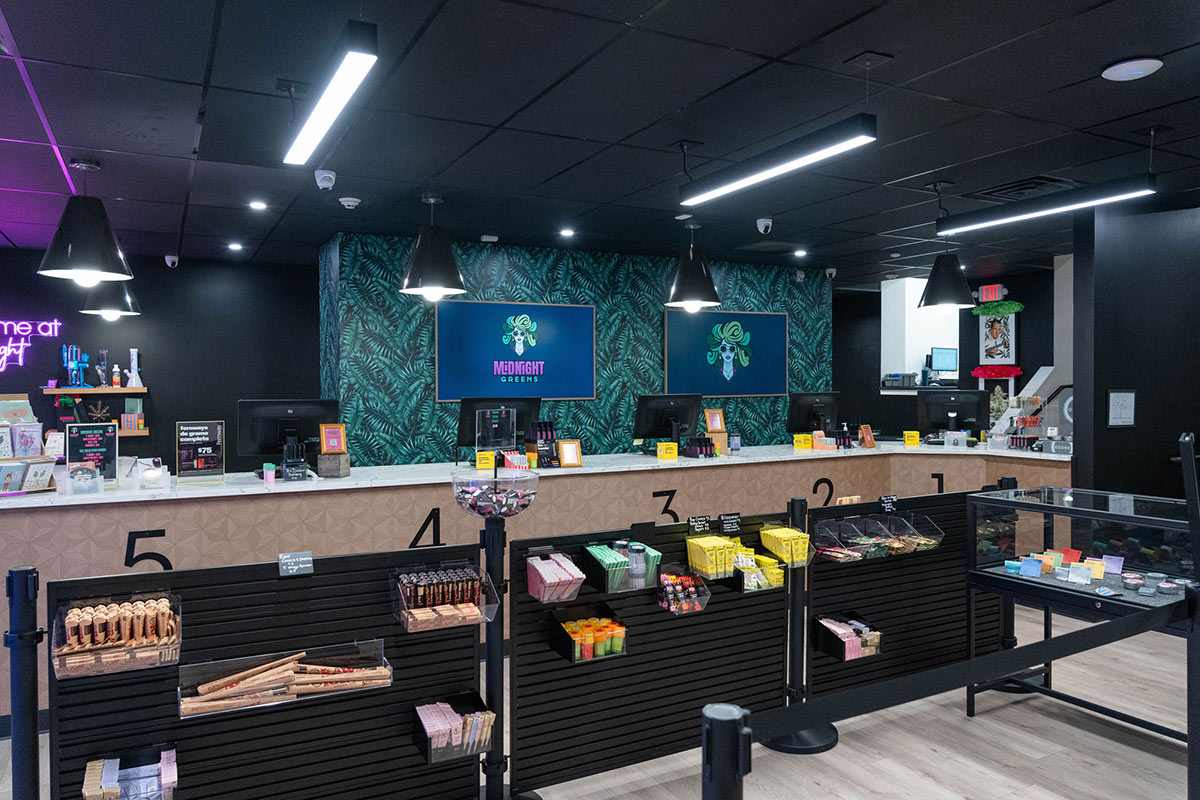 Interior of Midnight Greens Dispensary in Washington Township, NJ