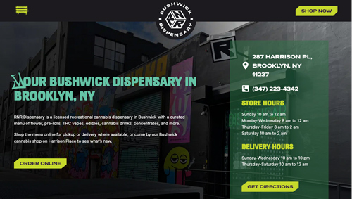 Location Page for RNR Dispensary in Bushwick, Brooklyn, NY
