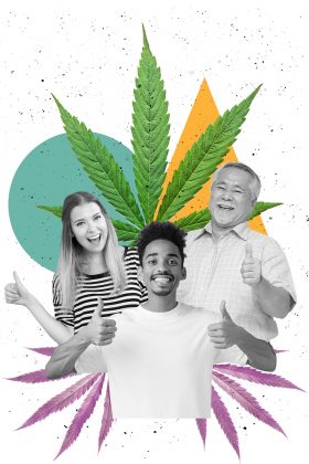 Three Happy Dispensary Customers giving thumbs up